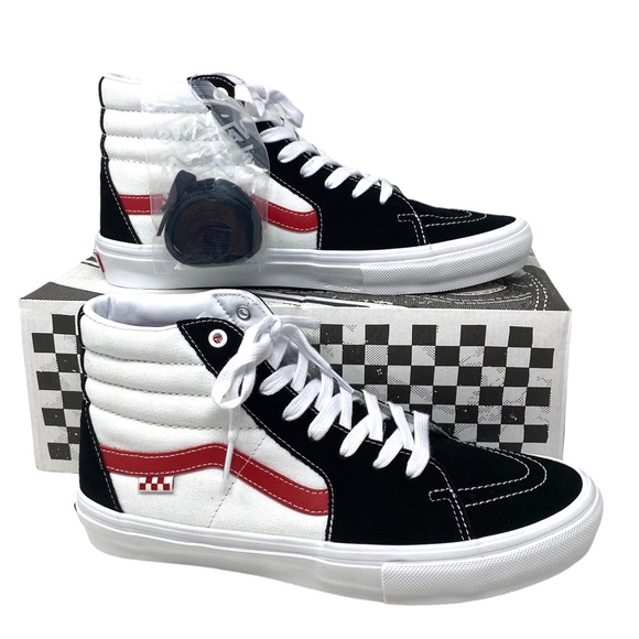 VANS Sk8-Hi Skate Shoes Men’s Size White Black Canvas Suede Sneakers VN0A5FCC458 - Picture 3 of 9